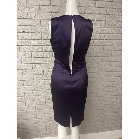 Ellen Tracy Purple Sleeveless Asymmetrical Neckline Dress Size 6 - Picture 7 of 13